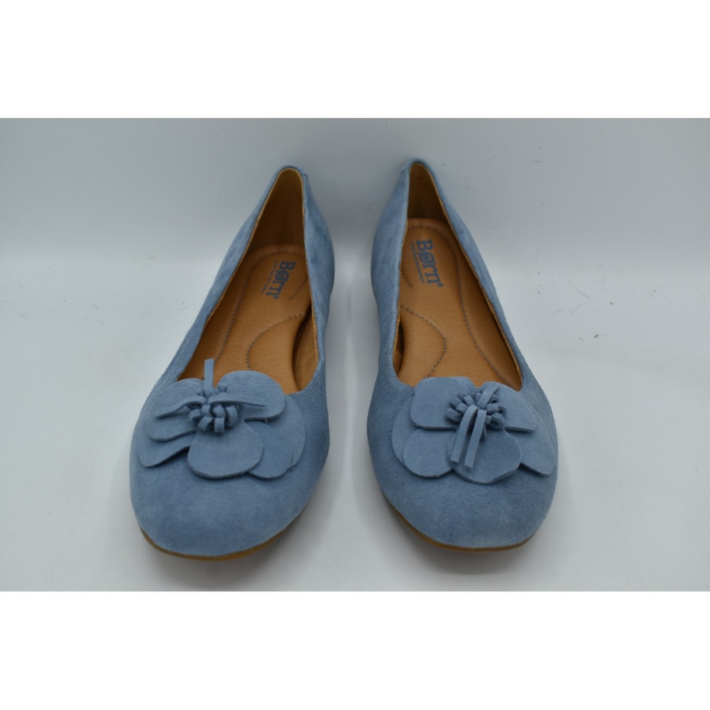 Born Women Size 7 Petula Light Blue Suede Floral Flower Ballet Flats Shoes - Picture 2 of 12